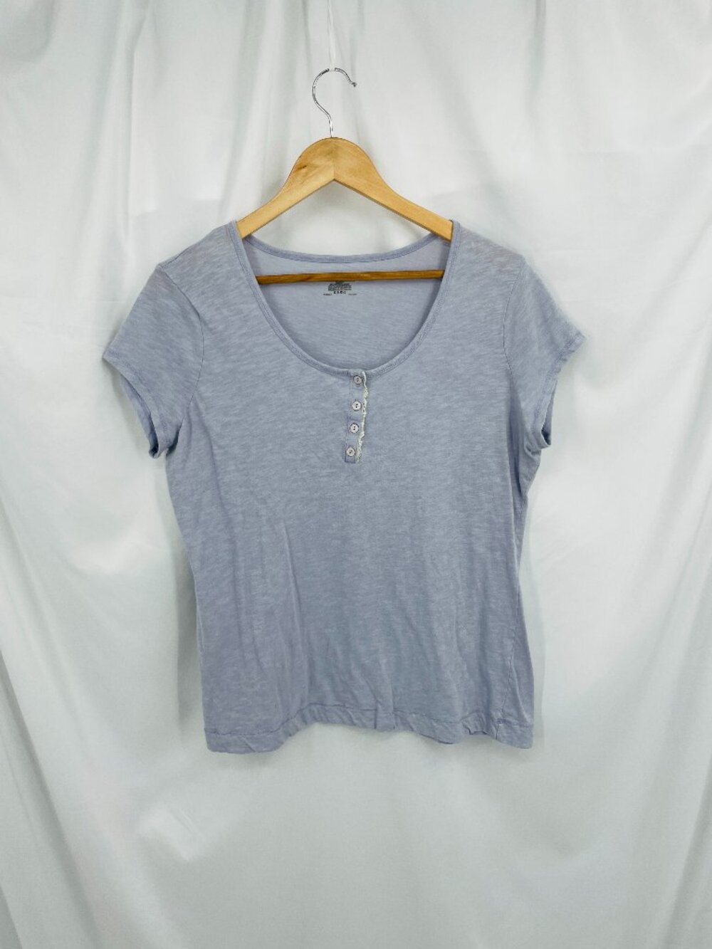 Ambrielle Sheer Short Sleeve Henley T-Shirt